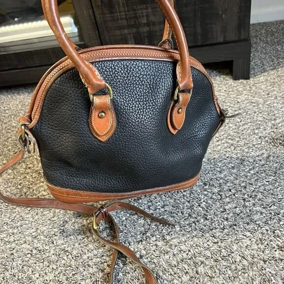 Dooney & Bourke Norfolk Crossbody Bag Handbag Purse Vintage Black Brown Leather - Picture 4 of 12